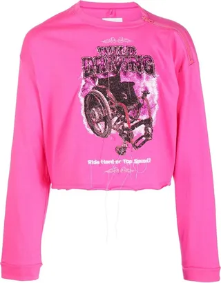 cropped graphic long-sleeved T-shirt