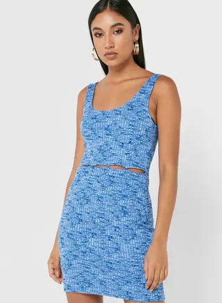 Cut Out Detail Ribbed Dress
