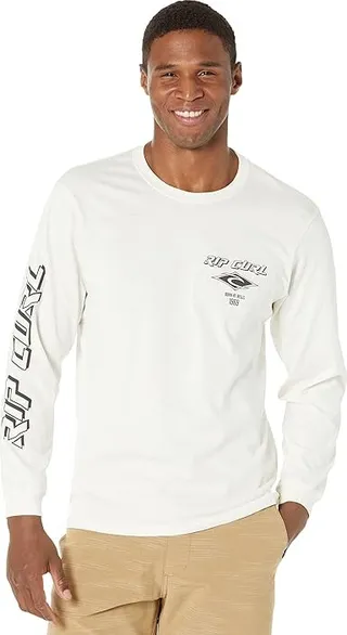 Rip Curl Fade Out Icon Long Sleeve Tee (Bone) Men's Clothing