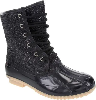 Skipper Womens Glitter Fleece-Lined Combat & Lace-up Boots