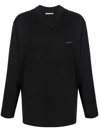 long-sleeve logo-print T-shirt