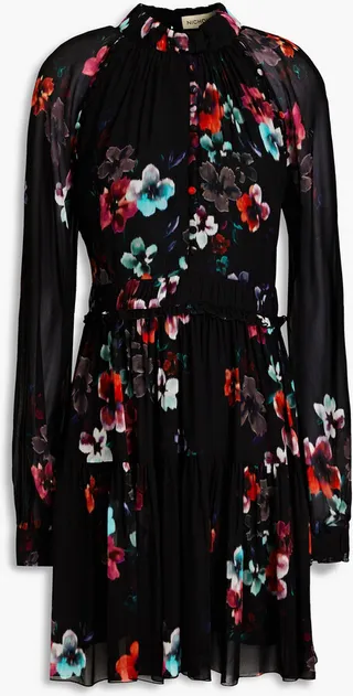 Kaisa gathered floral-print chiffon mini dress