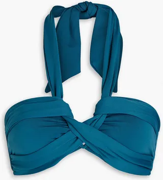 Ruched halterneck bikini top