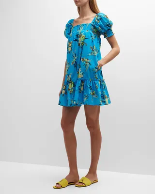 Floral Bouquet Smocked Mini Dress