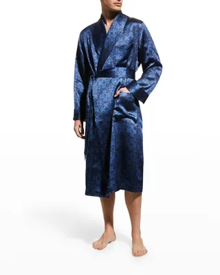 Men's Silk Jacquard Dressing Gown Robe