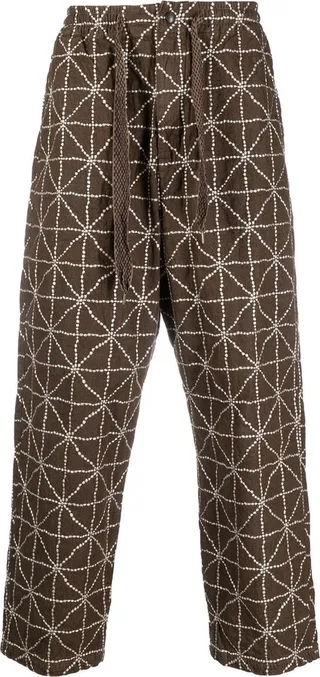 Embroidered Wide-Leg Jeans
