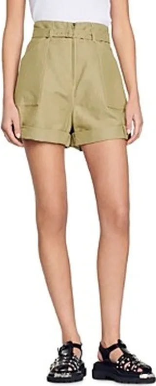 Sandro Mandarin Belted Utility Shorts
