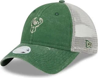 Women's New Era Hunter Green Milwaukee Bucks Micro Logo 9Twenty Trucker Adjustable Hat