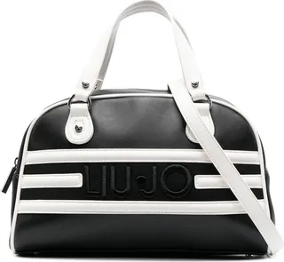 Logo-Embroidered Striped Tote Bag