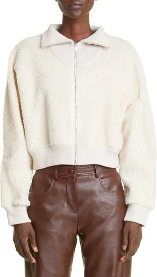 Teddy Faux Fur Crop Bomber Jacket