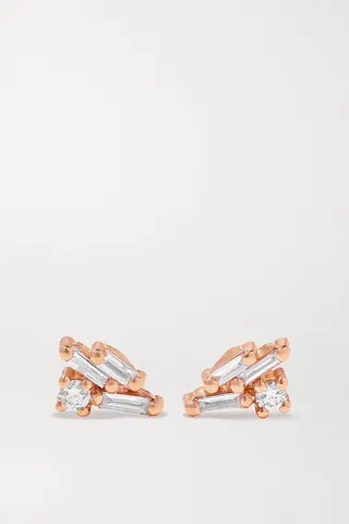 Suzanne Kalan - 18-karat Rose Gold Diamond Earrings - One size