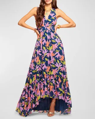 Miles Floral Pleated V-Neck Maxi Dress