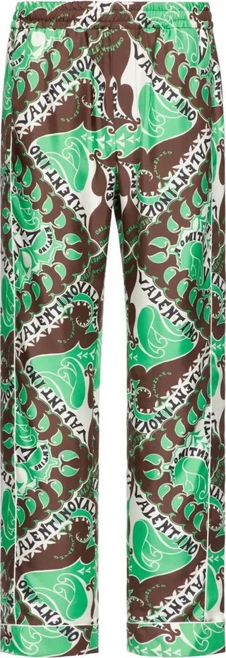Abstract-Print Pajama Trousers