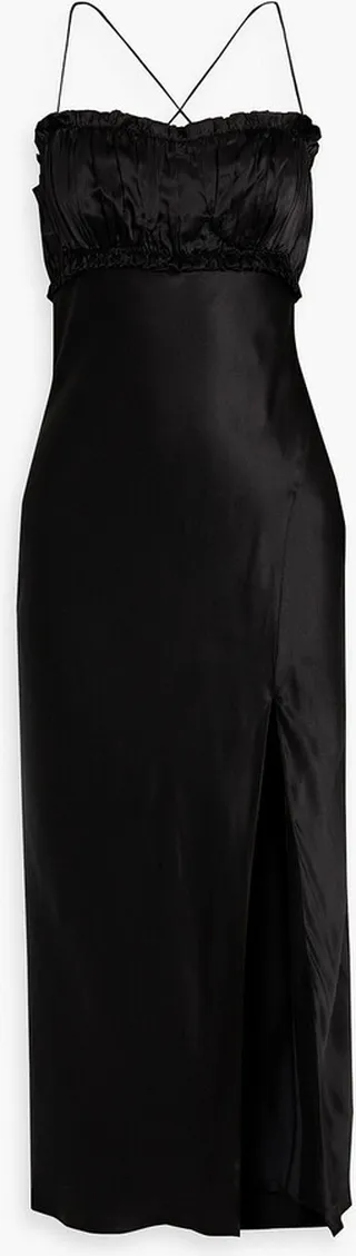 Babba gathered silk-satin midi dress