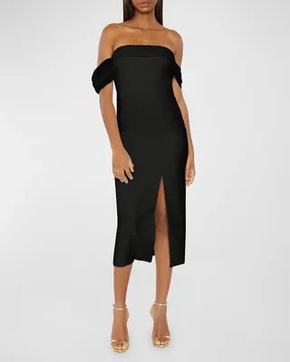 Paz Off-Shoulder Midi Slit Dress