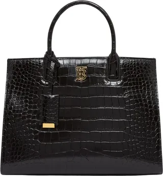 Burberry Small Leather Croc-Embossed Frances Tote Bag