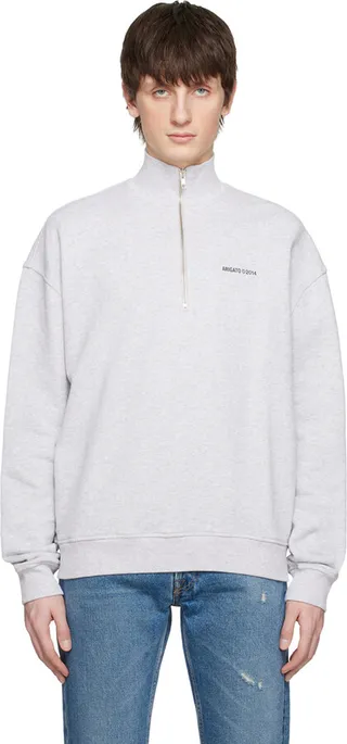 Axel Arigato Gray Monogram Half-Zip Sweater