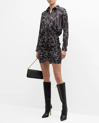 Link Up Printed Button-front Mini dress