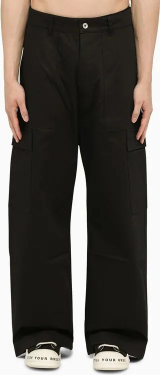 Black Cotton Wide Trousers