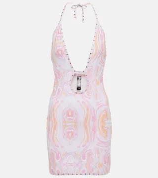 Cutout printed minidress