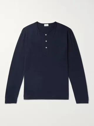 Pima Cotton-Jersey Henley Pyjama T-Shirt