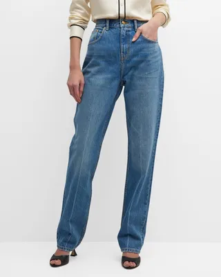 Mid-Rise Straight-Leg Denim Jeans