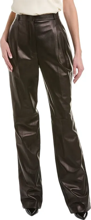 Michael Kors Collection Mika Leather Pleated Pant