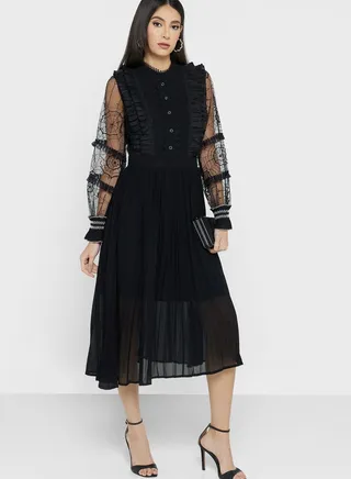 Polka Dot Pleated Dress