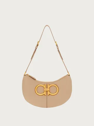 Ferragamo Women Maxi Gancio shoulder bag Beige