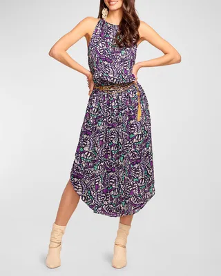 Butterfly-Printed Audrey Midi Dress