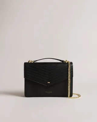 Medium Leather Envelope Cross Body Bag in Black