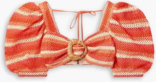 Cropped striped crocheted top