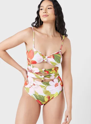 Printed Swimsuit With Cutout Detail