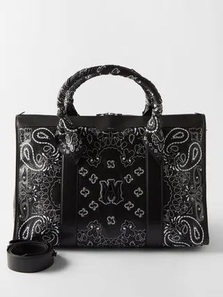 Bandana Paisley-embroidered Leather Holdall