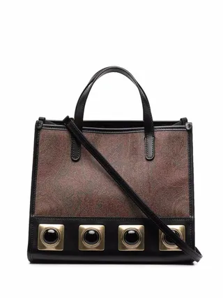 Paisley-Print Studded-Detail Tote