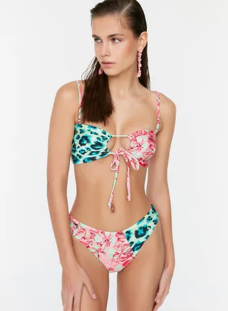 Colorblock Printed Bikini Bottom