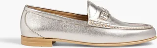 New Manoela metallic textured-leather loafers