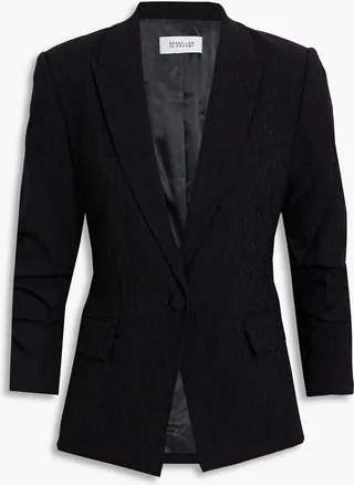 Ruched leopard-jacquard blazer