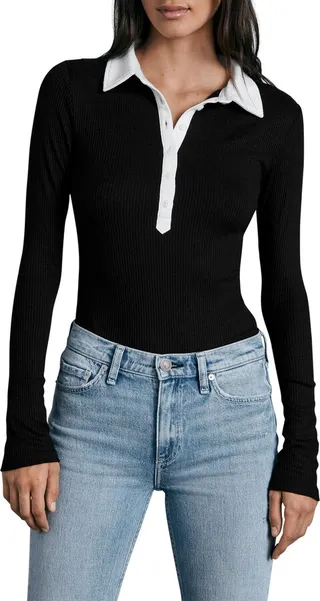 Colorblock Rib Polo Top