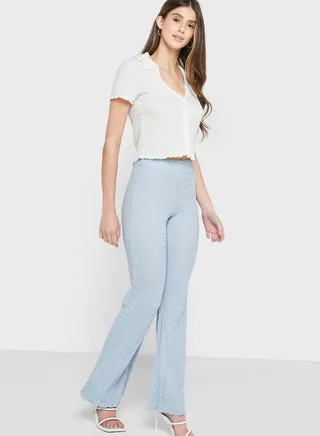 Flared Ruffle Hem Pants