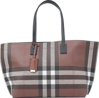 Medium Check Leather Tote Bag