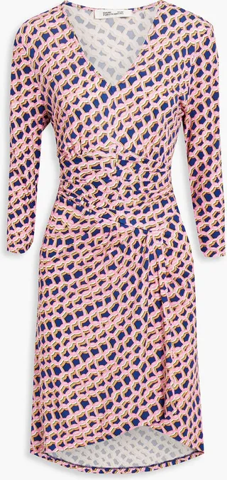 David ruched printed jersey dress