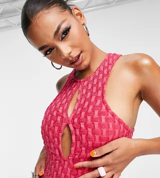 ASYOU keyhole cut out popcorn mini dress in pink