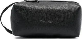 Logo-Print Leather Wash Bag