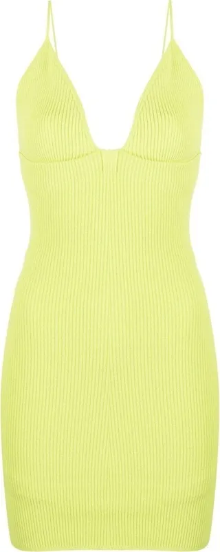 V-neck knitted dress