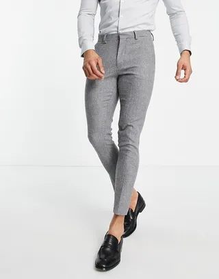 ASOS DESIGN super skinny wool mix smart pants in puppytooth