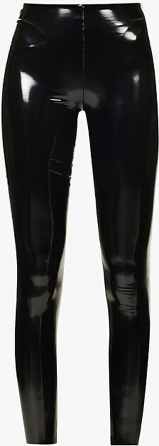 Womens BLACK001 High-rise Skinny Vinyl Trousers