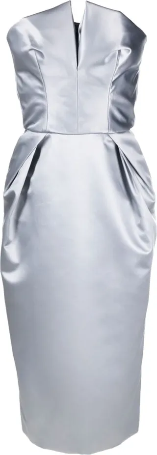 Cintzed draped satin dress
