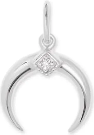 Cresent Horn Charm Sterling Silver In White Diamond
