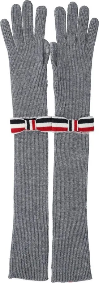 Thom Browne Bow Embellished Long Gloves